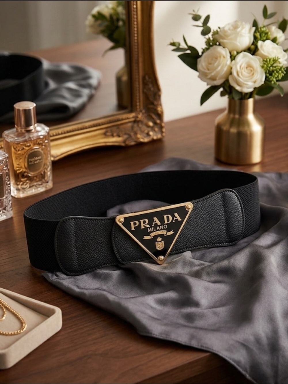 Black and Gold stretch belt